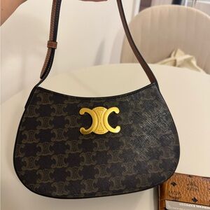 Celine Black and Gold Shoulder Bag